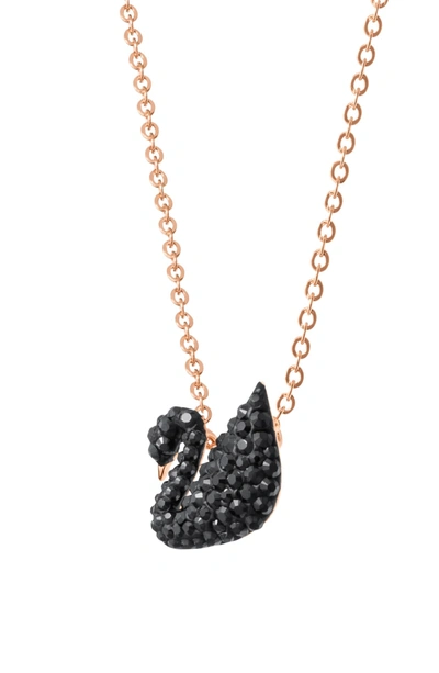 Shop Swarovski Iconic Swan Pendant Necklace In Black