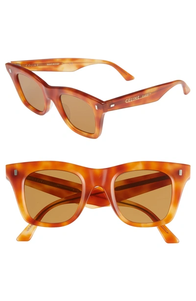 Shop Celine 46mm Square Sunglasses - Orange Havana