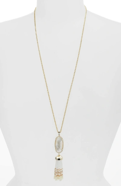 Shop Kendra Scott Eva Tassel Pendant Necklace In Ivory Mop/ Gold
