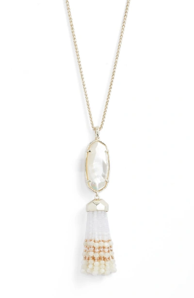 Shop Kendra Scott Eva Tassel Pendant Necklace In Ivory Mop/ Gold