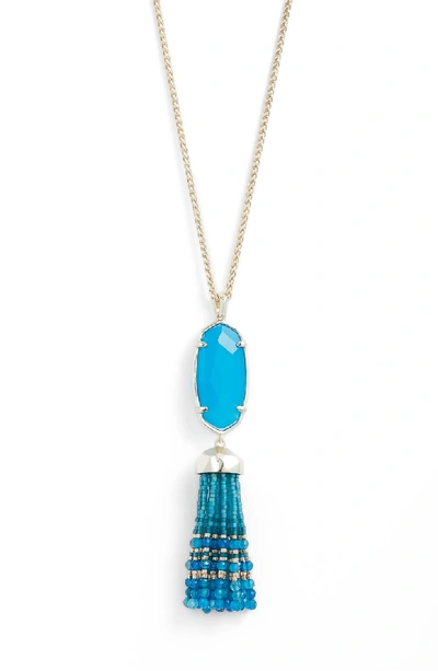 Shop Kendra Scott Eva Tassel Pendant Necklace In Teal Unbanded Agate/ Gold