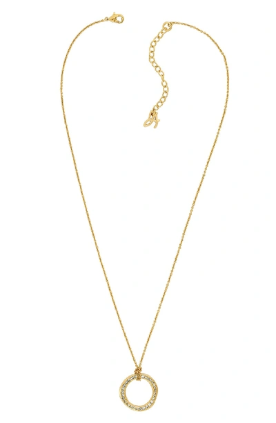 Shop Adore Organic Crystal Circle Pendant Necklace In Gold