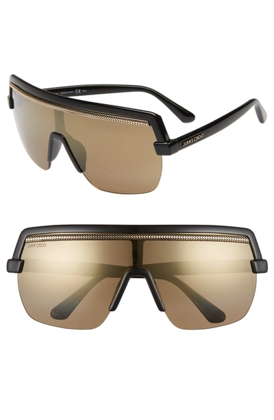 Shop Jimmy Choo Pose 133mm Shield Sunglasses In Black