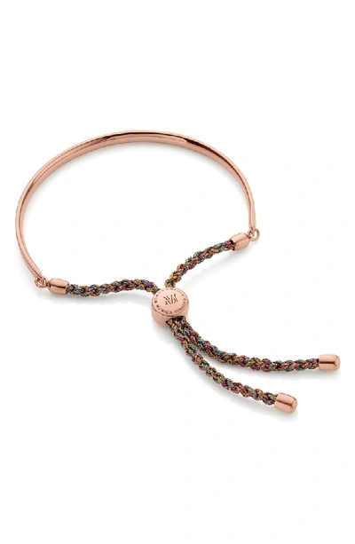 Shop Monica Vinader Engravable 'fiji' Friendship Bracelet In Rose Gold/ Rainbow