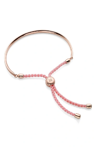 Shop Monica Vinader Engravable 'fiji' Friendship Bracelet In Rose Gold/ Ballet Pink