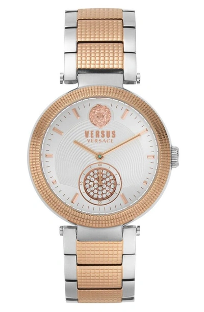 Shop Versace Star Ferry Bracelet Watch, 38mm In Rose Gold/ Silver/ Rose Gold