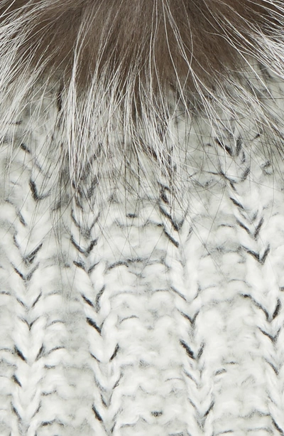 Shop Kyi Kyi Beanie With Genuine Fox Fur Pom In Grey-silver Fox