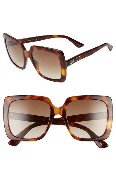 Shop Gucci 54mm Gradient Square Sunglasses - Havana/cry/ Brown Gradient