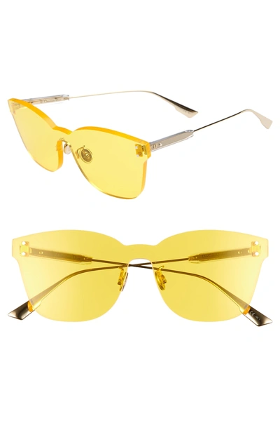 Shop Dior Quake2 135mm Rimless Shield Sunglasses - Yellow