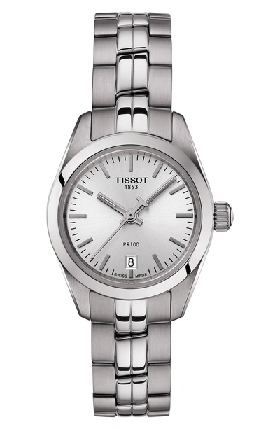 Shop Tissot Pr 100 Lady Small Bracelet Watch, 25mm In Grey/ Silver