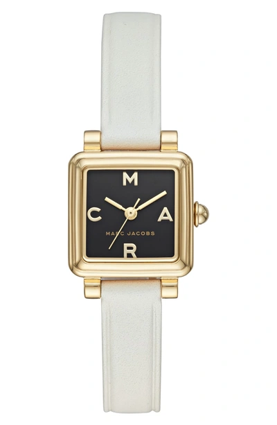 Shop Marc Jacobs Vic Leather Strap Watch, 20mm In White/ Black/ Gold