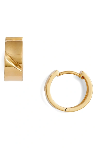 Shop Argento Vivo Flat Edge Huggie Hoop Earrings In Gold