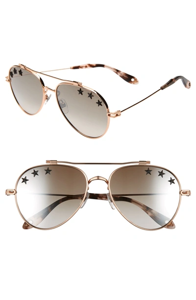 Shop Givenchy Star Detail 58mm Mirrored Aviator Sunglasses - Gold Copper