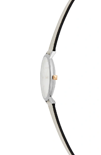 Shop Rebecca Minkoff Major Leather Strap Watch, 35mm In Grey/ Silver