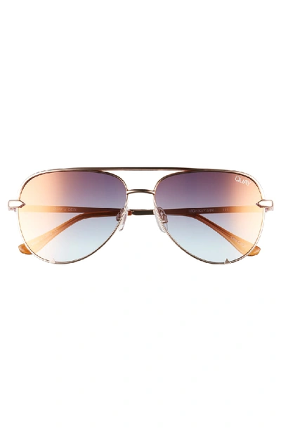 Shop Quay High Key Mini 57mm Aviator Sunglasses In Rose/ Cprfd