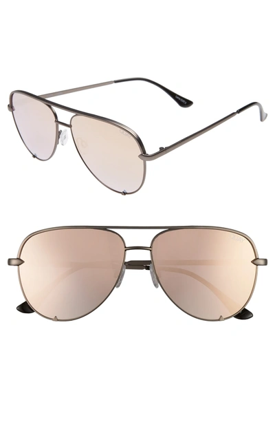 Shop Quay X Desi Perkins High Key Mini 57mm Aviator Sunglasses In Gunmetal/ Rose