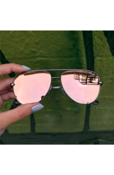 Shop Quay X Desi Perkins High Key Mini 57mm Aviator Sunglasses In Gunmetal/ Rose