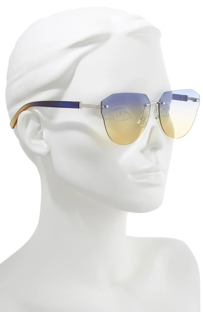 Shop Circus By Sam Edelman 60mm Rimless Cat Eye Sunglasses - Silver/ Blue Yellow Lens