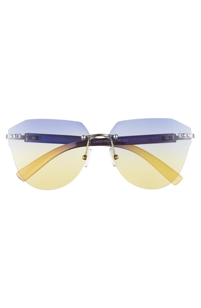 Shop Circus By Sam Edelman 60mm Rimless Cat Eye Sunglasses - Silver/ Blue Yellow Lens