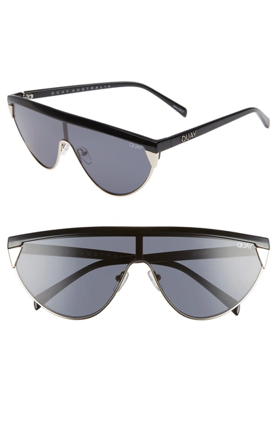 Shop Quay X Elle Ferguson Goldie 48mm Shield Sunglasses - Black/ Smoke