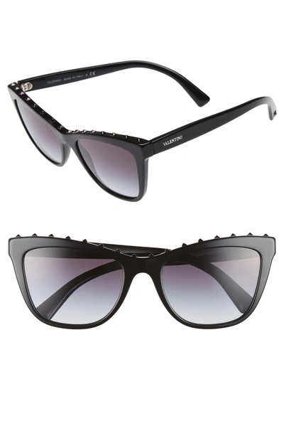 Shop Valentino Rockstud 54mm Cat Eye Sunglasses - Black/ Gradient