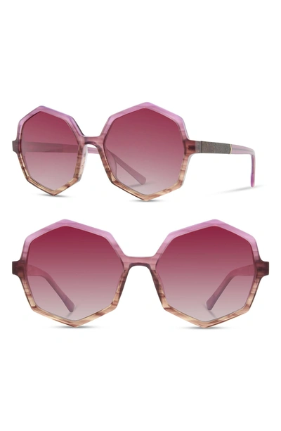 Shop Shwood Aurora 57mm Sunglasses - Lavender/ Elm Burl/ Rose Fade