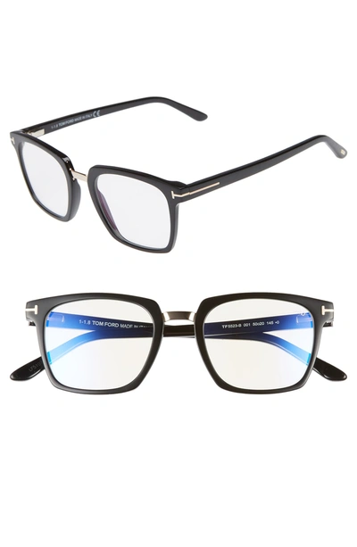 Shop Tom Ford 50mm Blue Block Optical Glasses In Shiny Black