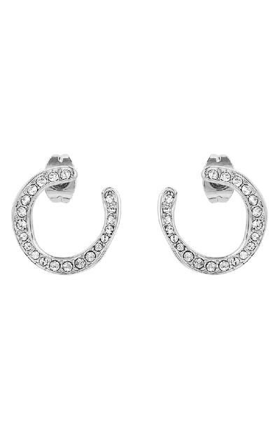 Shop Adore Organic Crystal Circle Earrings In Silver
