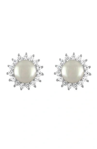 Shop Majorica Simulated Pearl & Cubic Zirconia Stud Earrings In White