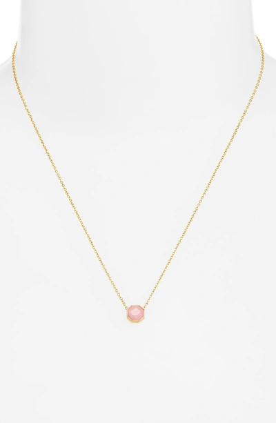 Shop Gorjana Power Gemstone Charm Adjustable Necklace In Rose Quartz