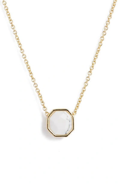 Shop Gorjana Power Gemstone Charm Adjustable Necklace In Howlite/ Gold