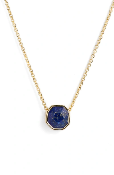 Shop Gorjana Power Gemstone Charm Adjustable Necklace In Lapis/ Gold
