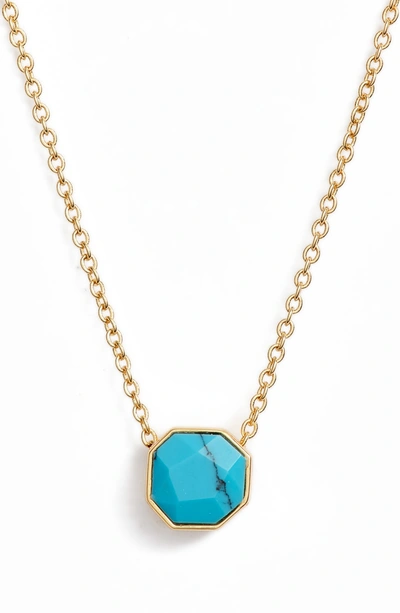 Shop Gorjana Power Gemstone Charm Adjustable Necklace In Turquoise