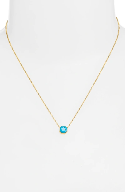 Shop Gorjana Power Gemstone Charm Adjustable Necklace In Turquoise