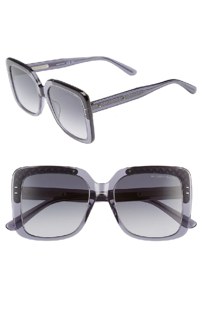 Shop Bottega Veneta 54mm Square Lens Sunglasses In Grey/ Silver