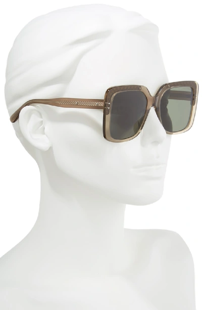 Shop Bottega Veneta 54mm Square Lens Sunglasses In Brown/ Silver