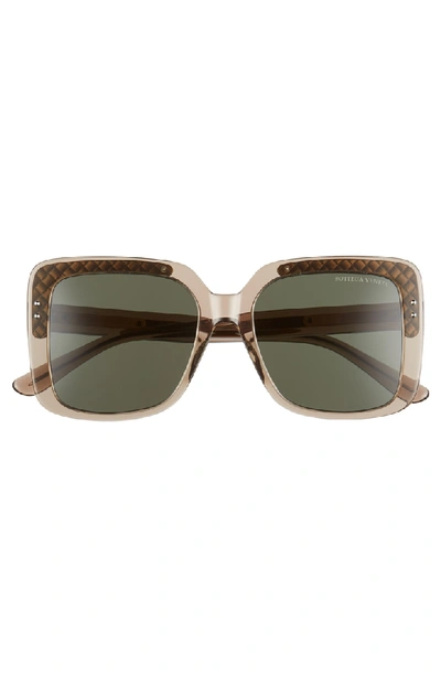 Shop Bottega Veneta 54mm Square Lens Sunglasses In Brown/ Silver