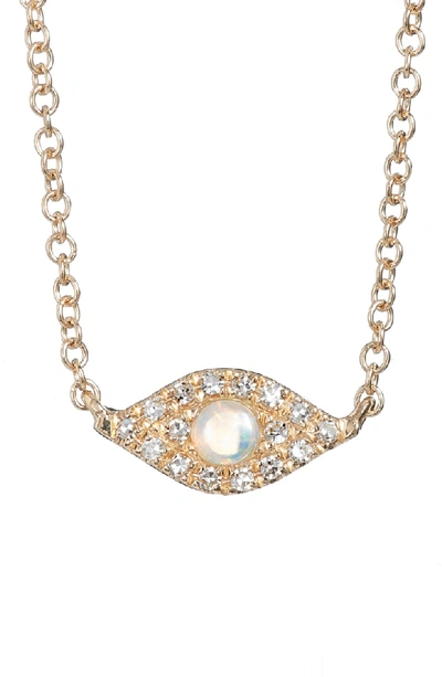 Shop Ef Collection Evil Eye Diamond & Sapphire Pendant Necklace In Yellow Gold/ Opal