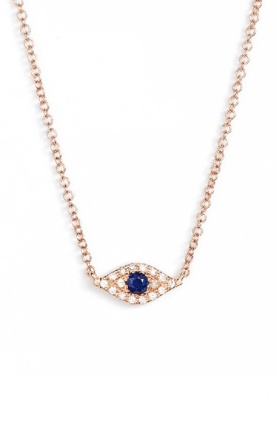 Shop Ef Collection Evil Eye Diamond & Sapphire Pendant Necklace In Rose Gold