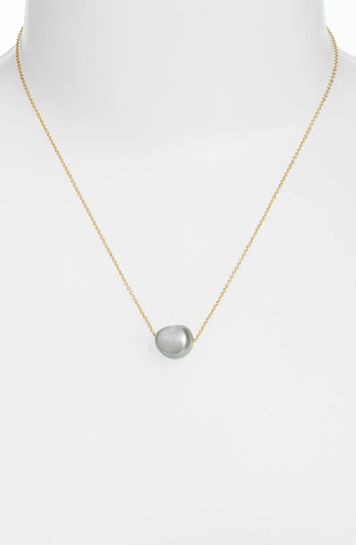 Shop Gorjana Vienna Freshwater Pearl Necklace In Grey Pearl/ Gold