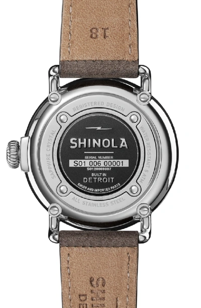 Shop Shinola The Runwell Leather Strap Watch, 36mm In Grey/ White/ Silver