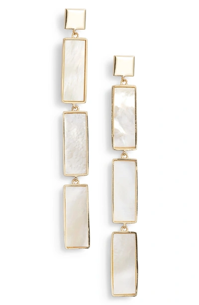 Shop Argento Vivo Geometric Mother Of Pearl Drop Earrings In Mother Of Pearl/ Gold