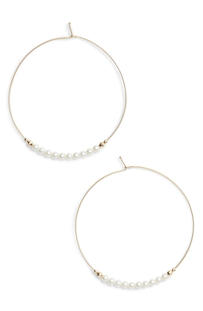 Shop Mizuki Pearl Hoop Earrings In Gold/ Pearl