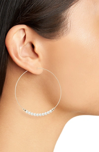 Shop Mizuki Pearl Hoop Earrings In Gold/ Pearl