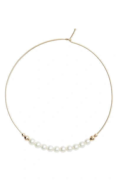 Shop Mizuki Pearl Hoop Earrings In Gold/ Pearl