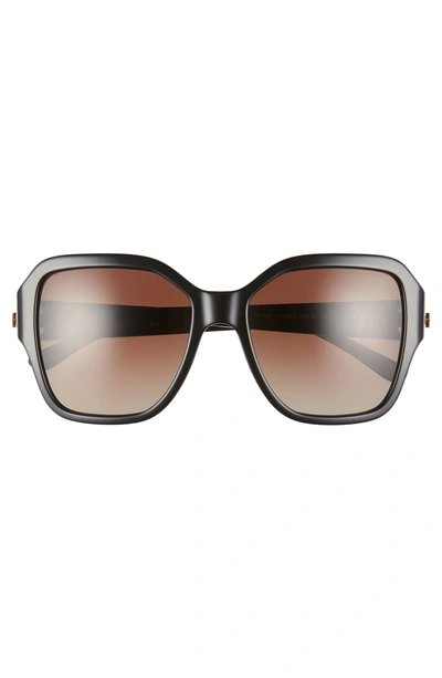 Shop Tory Burch Reva 56mm Polarized Square Sunglasses In Black Gradient