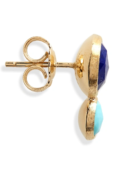 Shop Marco Bicego Jaipur Lapis & Turquoise Stud Earrings In Yellow Gold Lapis/ Turquoise
