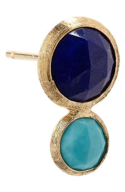 Shop Marco Bicego Jaipur Lapis & Turquoise Stud Earrings In Yellow Gold Lapis/ Turquoise