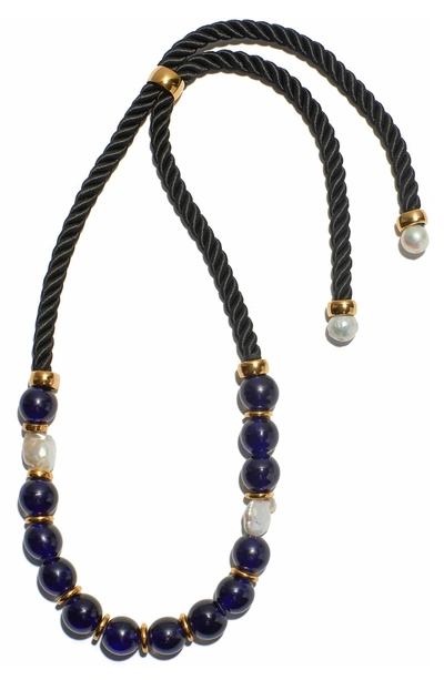Shop Lizzie Fortunato Ripley Necklace In Navy Blue