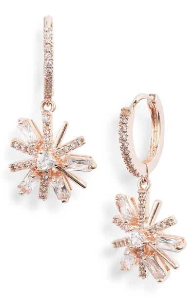 Shop Jenny Packham Mini Pave Crystal Drop Earrings In Crystal/ Rose Gold